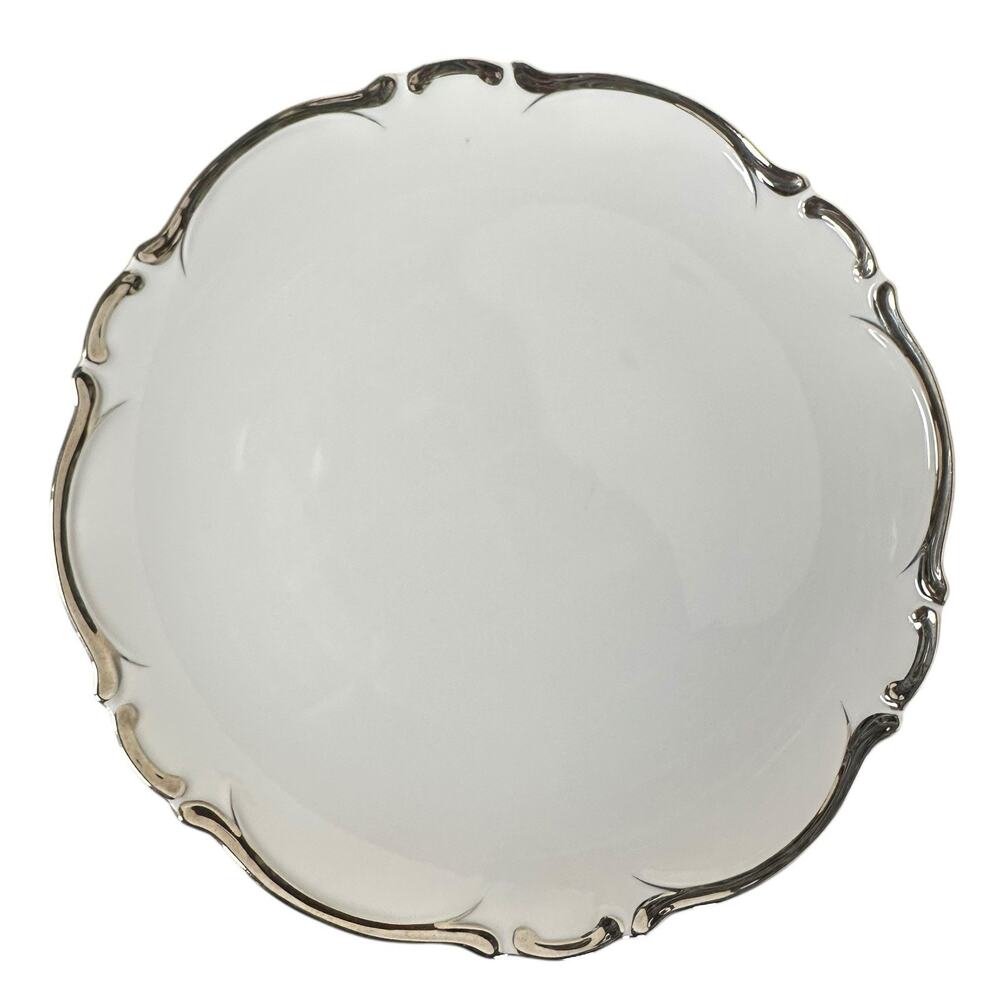 Vintage Harmony House Starlight Fine China Dinner Plate Platinum Edges Set Of 2
